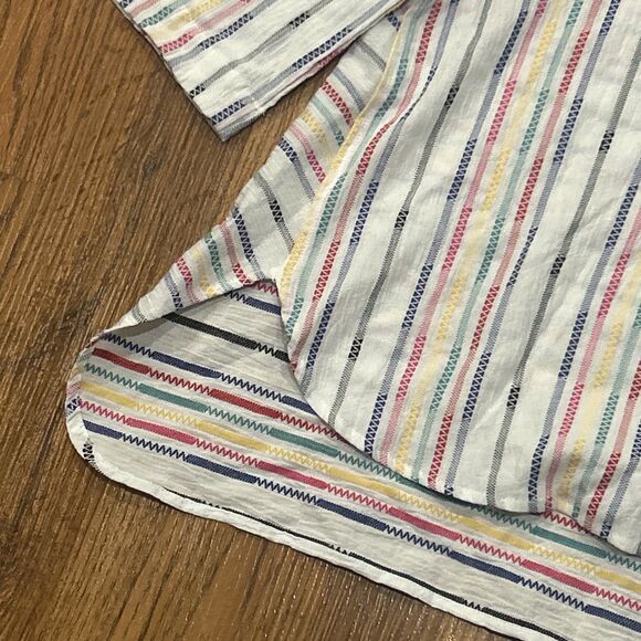 Habitat Button Up Shirt Womens Medium Wrap Around Fiesta Tunic Cotton Blend Top - Picture 4 of 10